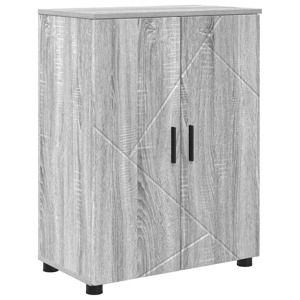 Produktbild för Badrumsskåp Grå Sonoma 60 x 35 x 80 cm Konstruerat trä & Metall