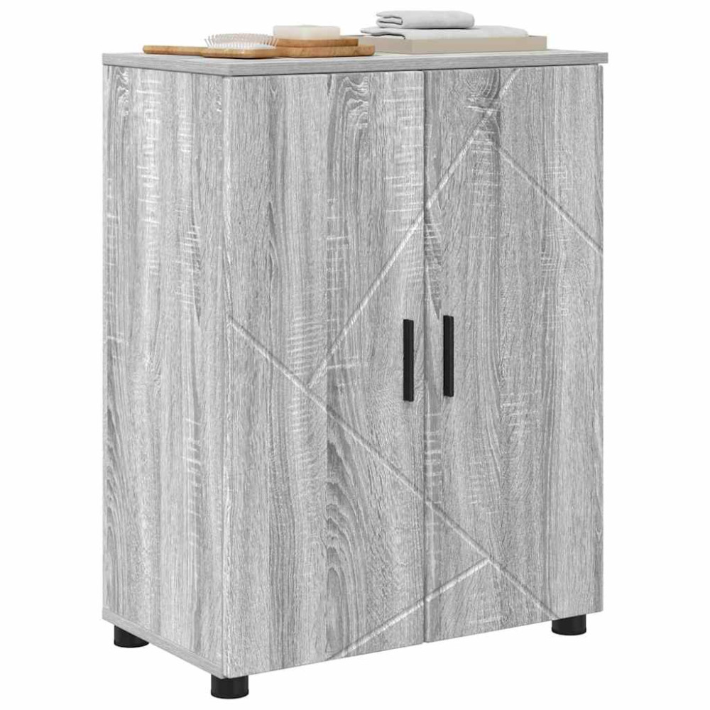 Produktbild för Badrumsskåp Grå Sonoma 60 x 35 x 80 cm Konstruerat trä & Metall