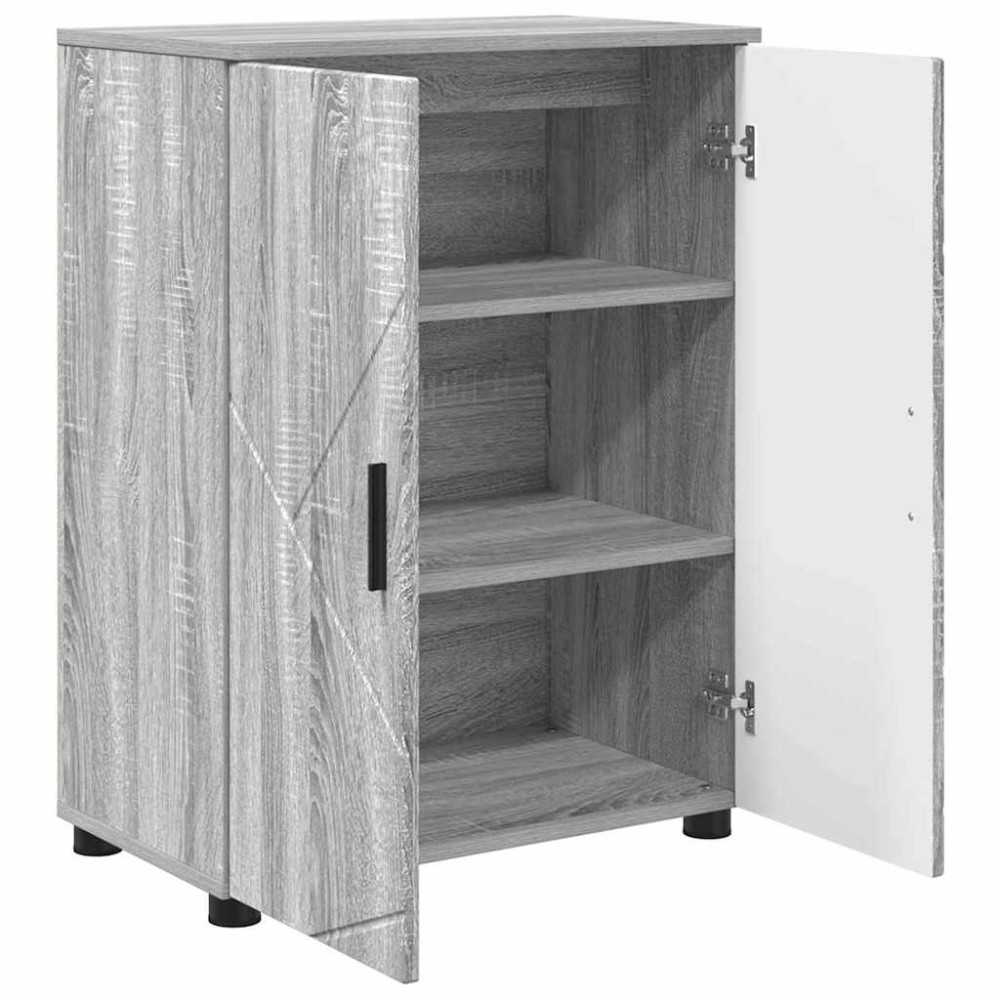 Produktbild för Badrumsskåp Grå Sonoma 60 x 35 x 80 cm Konstruerat trä & Metall