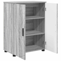 Produktbild för Badrumsskåp Grå Sonoma 60 x 35 x 80 cm Konstruerat trä & Metall