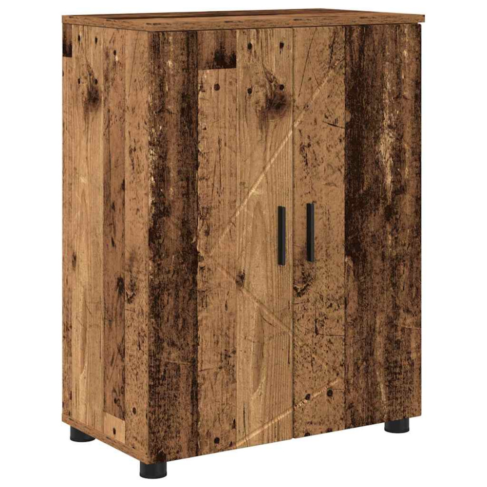 Produktbild för Badrumsskåp med lagring med dörr Gammalt trä 60 x 35 x 80 cm