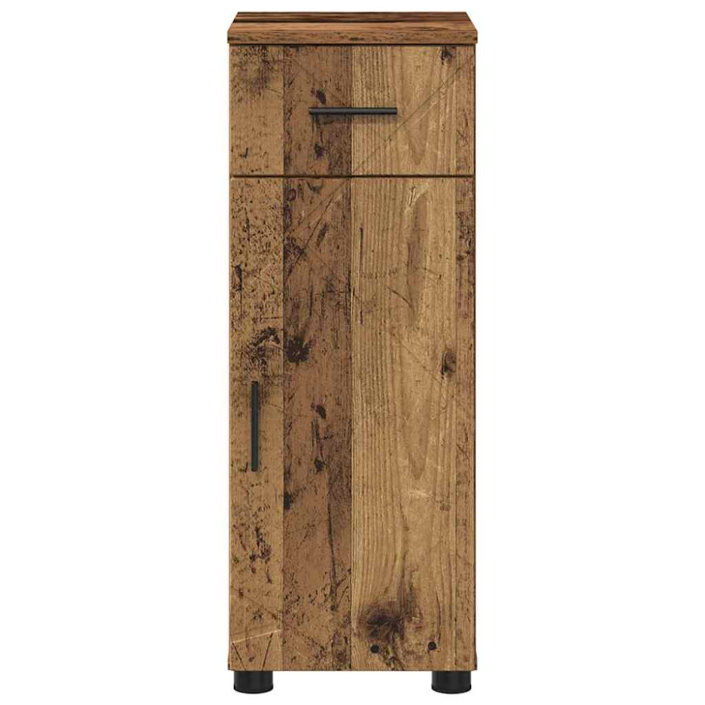 Produktbild för Badrumsskåp med låda med lagring Gammalt trä 30 x 35 x 80 cm