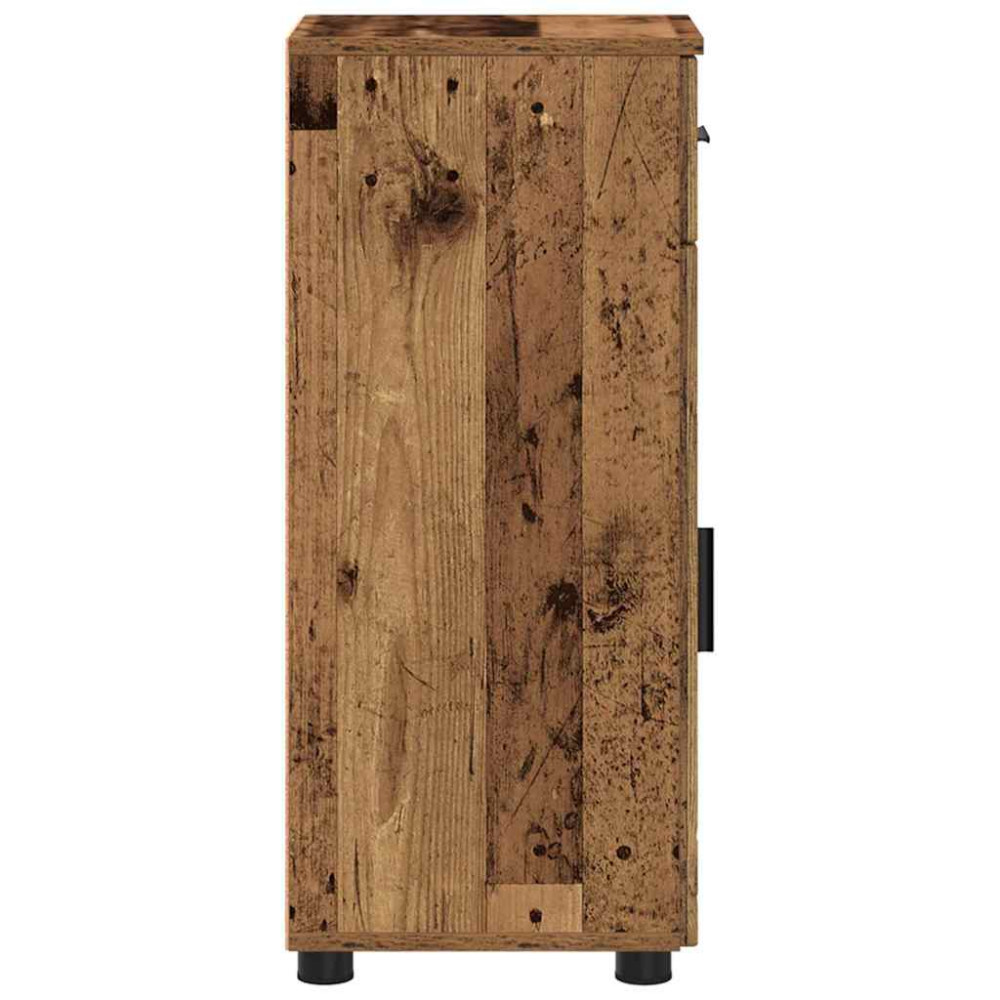 Produktbild för Badrumsskåp med låda med lagring Gammalt trä 30 x 35 x 80 cm