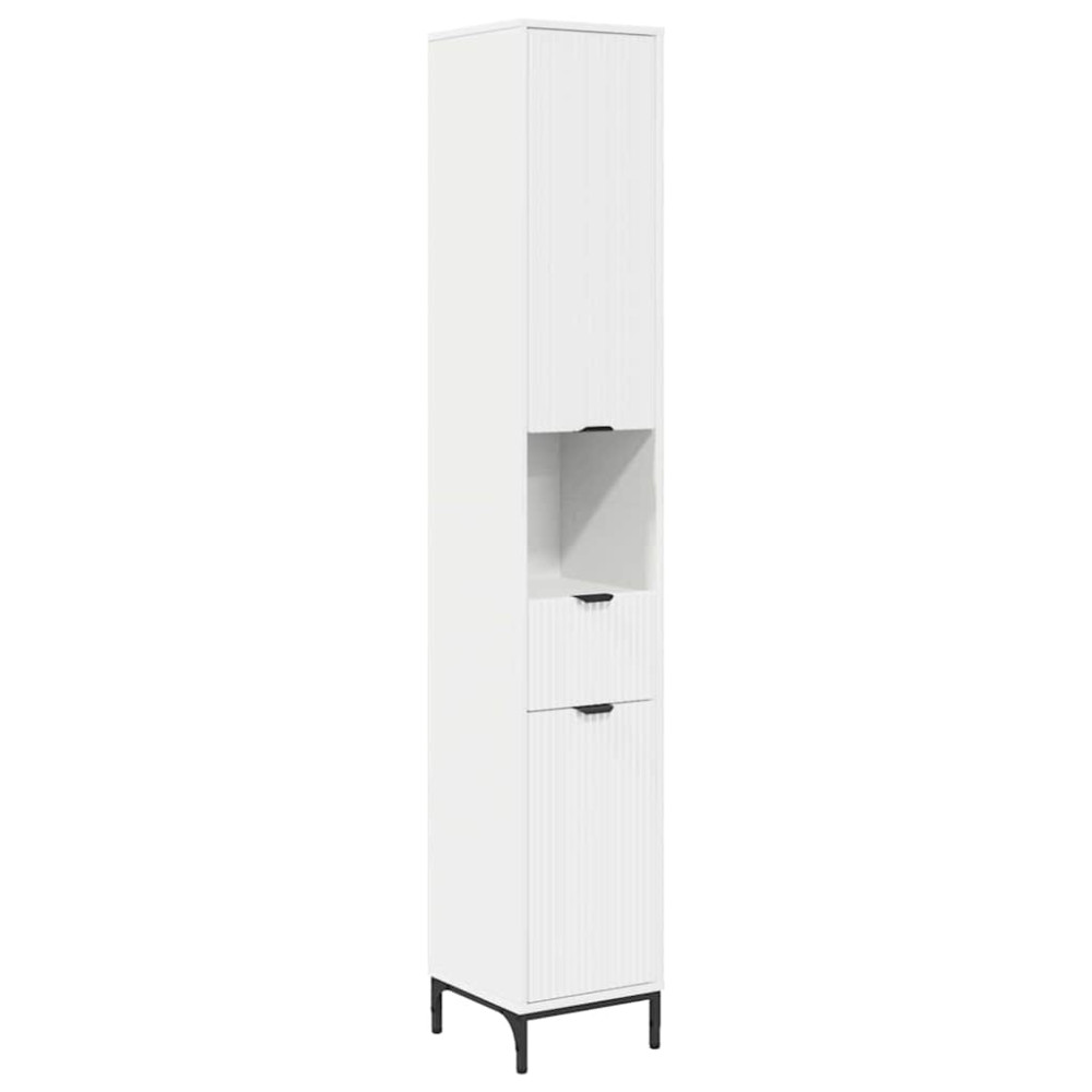 Produktbild för Badrumsskåp Vit 31,5 x 33 x 190 cm Konstruerat trä & Metall