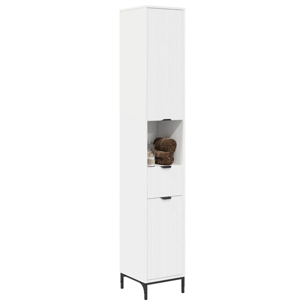 Produktbild för Badrumsskåp Vit 31,5 x 33 x 190 cm Konstruerat trä & Metall