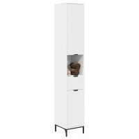 Produktbild för Badrumsskåp Vit 31,5 x 33 x 190 cm Konstruerat trä & Metall
