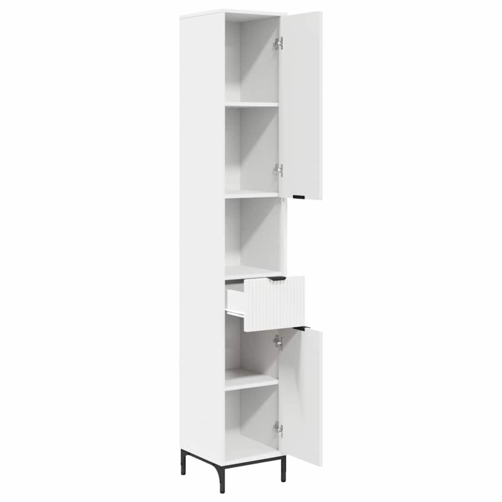 Produktbild för Badrumsskåp Vit 31,5 x 33 x 190 cm Konstruerat trä & Metall