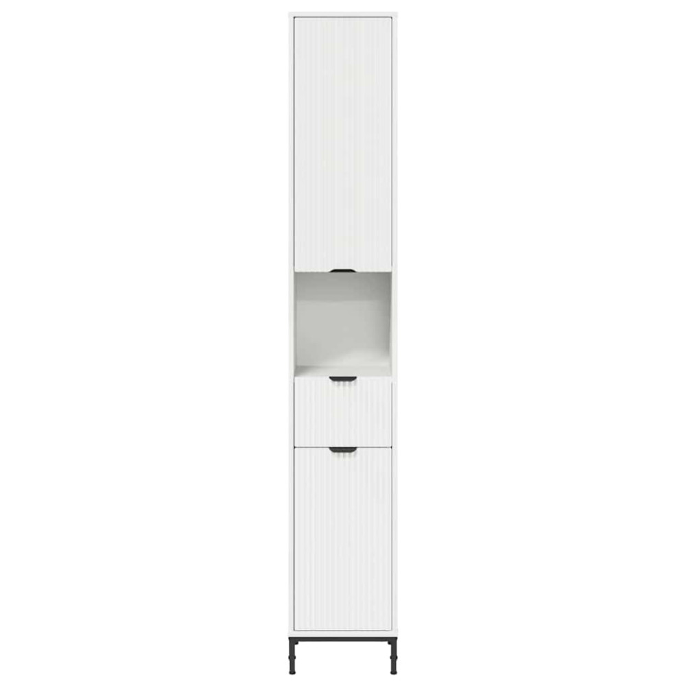 Produktbild för Badrumsskåp Vit 31,5 x 33 x 190 cm Konstruerat trä & Metall