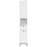 Produktbild för Badrumsskåp Vit 31,5 x 33 x 190 cm Konstruerat trä & Metall