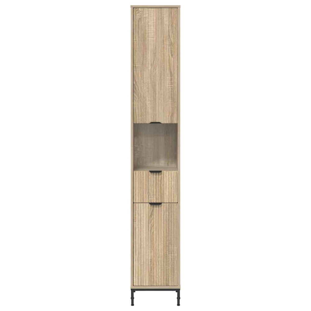 Produktbild för Badrumsskåp med låda med lagring Sonoma-ek 31,5 x 33 x 190 cm