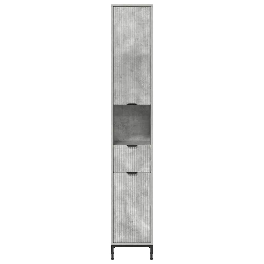 Produktbild för Badrumsskåp med låda med lagring Betonggrå 31,5 x 33 x 190 cm