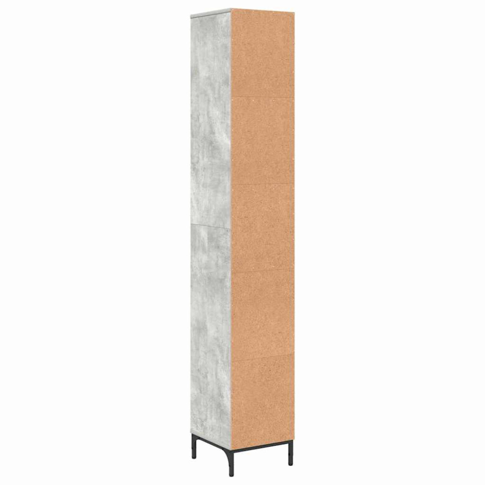 Produktbild för Badrumsskåp med låda med lagring Betonggrå 31,5 x 33 x 190 cm