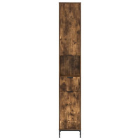Produktbild för Badrumsskåp Rökt ek 31,5 x 33 x 190 cm Konstruerat trä & Metall
