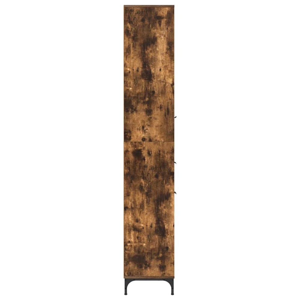 Produktbild för Badrumsskåp Rökt ek 31,5 x 33 x 190 cm Konstruerat trä & Metall