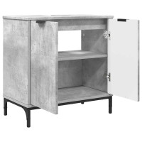 Produktbild för Badrumsskåp med handfat med dörr Betonggrå 60,5 x 33,5 x 61 cm