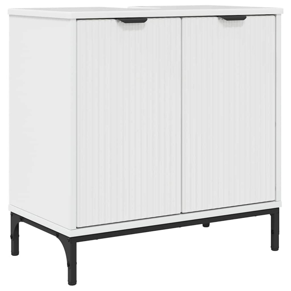 Produktbild för Badrumsskåp med handfat Vit högglans 60,5 x 33,5 x 61 cm