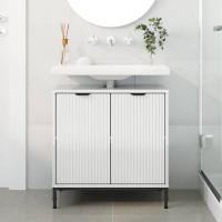 Produktbild för Badrumsskåp med handfat Vit högglans 60,5 x 33,5 x 61 cm