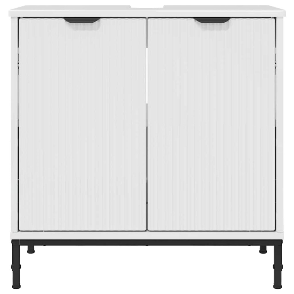Produktbild för Badrumsskåp med handfat Vit högglans 60,5 x 33,5 x 61 cm
