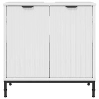 Produktbild för Badrumsskåp med handfat Vit högglans 60,5 x 33,5 x 61 cm