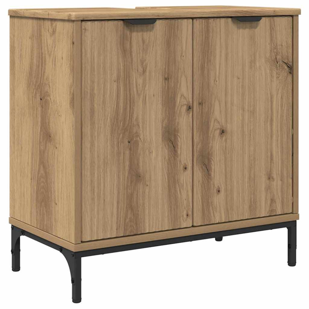 Produktbild för Badrumsskåp med handfat med dörr Artisan Ek 60,5 x 33,5 x 61 cm