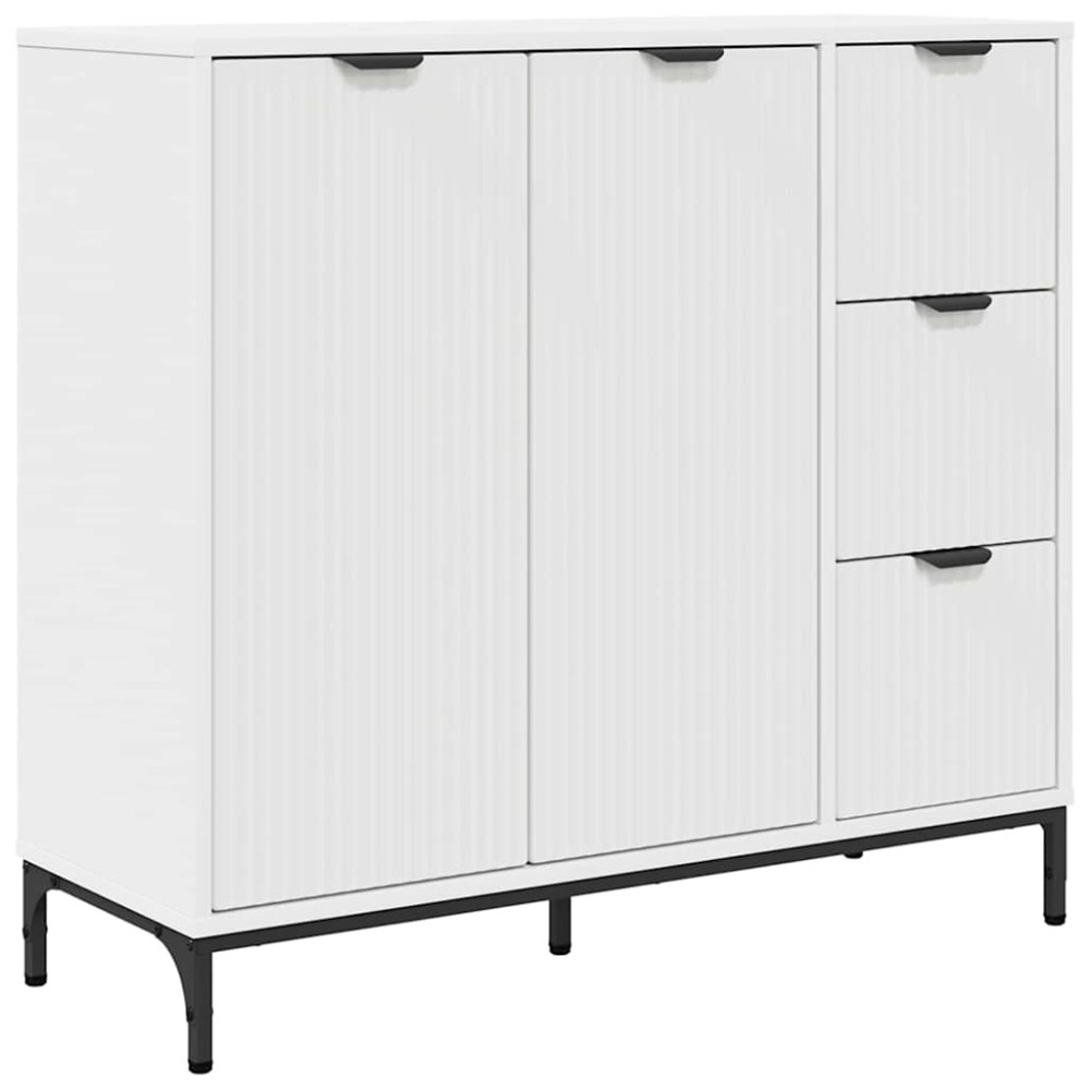 Produktbild för Sideboard med låda Vit 89,5 x 33 x 82 cm Konstruerat trä