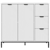Produktbild för Sideboard med låda Vit 89,5 x 33 x 82 cm Konstruerat trä
