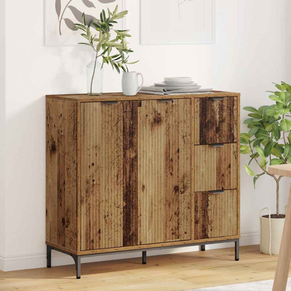 Produktbild för Sideboard Gammalt trä 89,5 x 33 x 82 cm Konstruerat trä