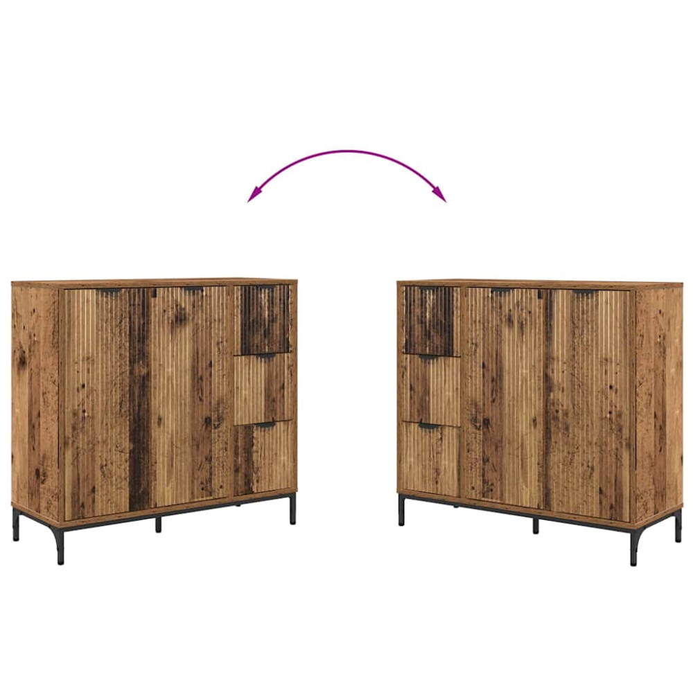 Produktbild för Sideboard Gammalt trä 89,5 x 33 x 82 cm Konstruerat trä