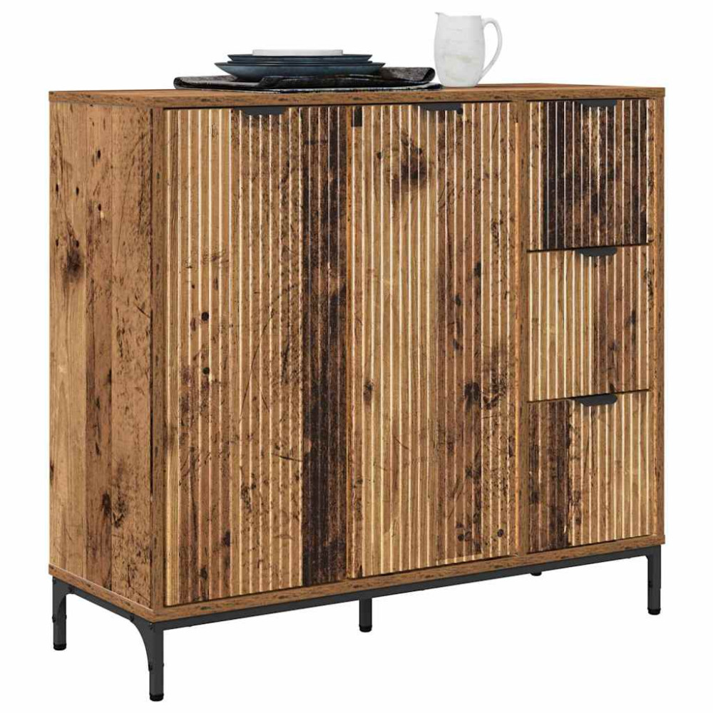 Produktbild för Sideboard Gammalt trä 89,5 x 33 x 82 cm Konstruerat trä