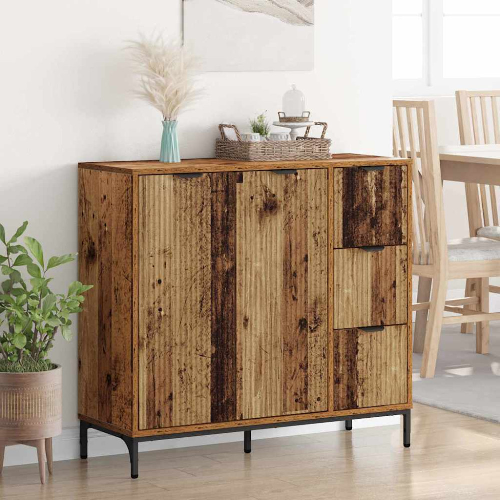Produktbild för Sideboard Gammalt trä 89,5 x 33 x 82 cm Konstruerat trä