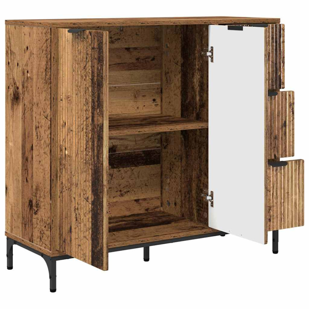 Produktbild för Sideboard Gammalt trä 89,5 x 33 x 82 cm Konstruerat trä
