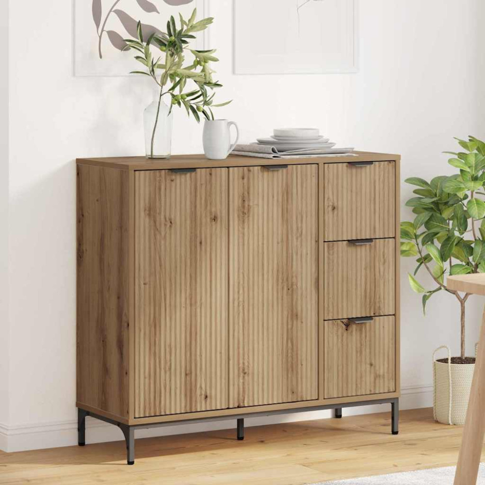 Produktbild för Sideboard med låda Artisan Ek 89,5 x 33 x 82 cm Konstruerat trä