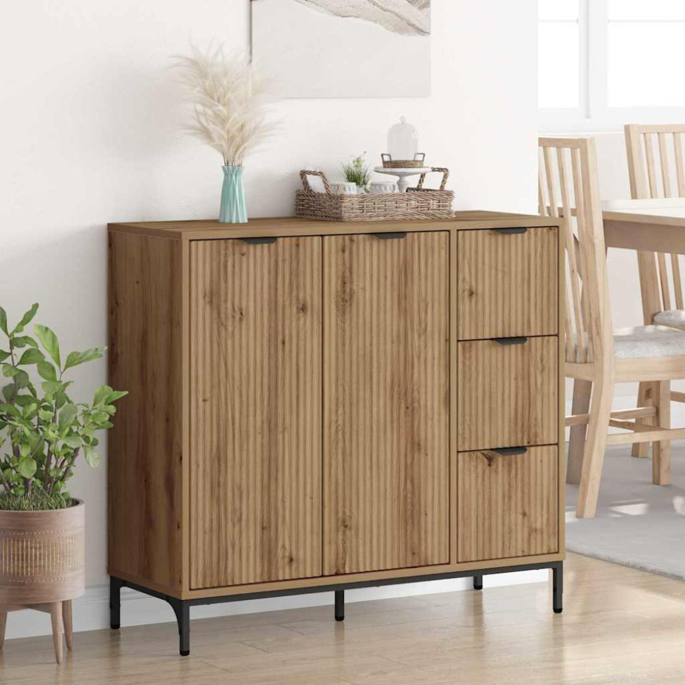Produktbild för Sideboard med låda Artisan Ek 89,5 x 33 x 82 cm Konstruerat trä
