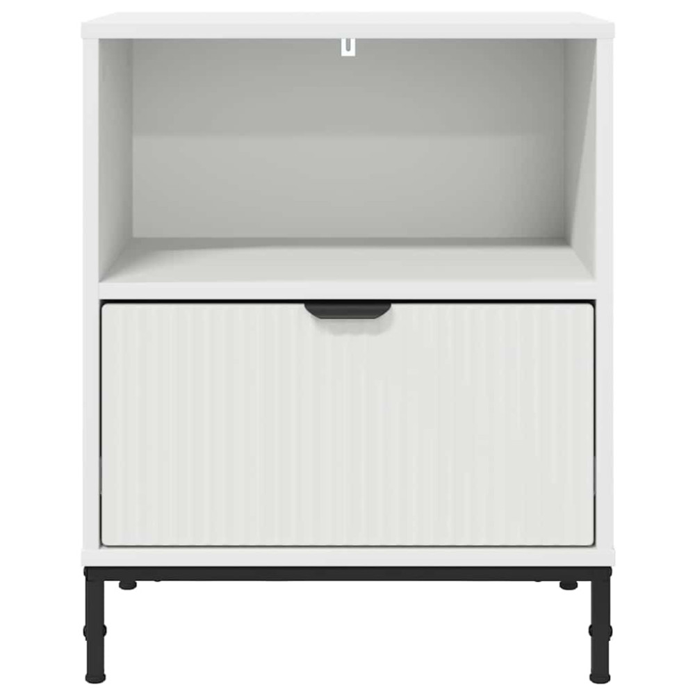 Produktbild för Nattduksbord med låda Vit 49 x 36 x 61 cm Konstruerat trä