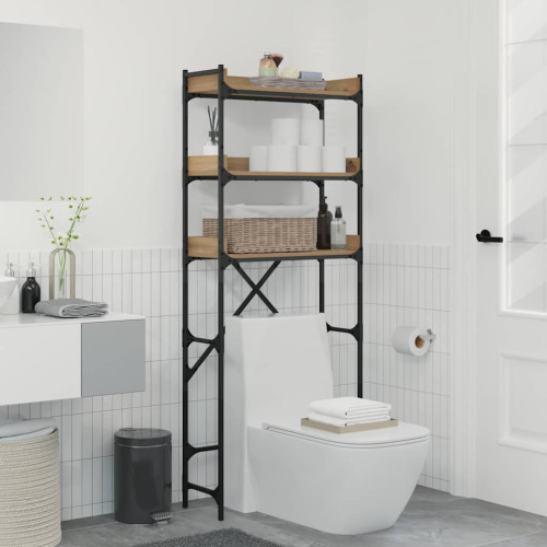 vidaXL Tvättmaskins hylla Artisan Ek 67 x 25 x 163 cm Konstruerat trä