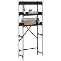 Produktbild för Tvättmaskins hylla Svart 0ak 67 x 25 x 163 cm Konstruerat trä