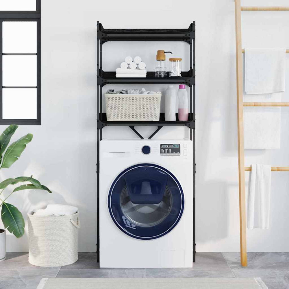 Produktbild för Tvättmaskins hylla Svart 0ak 67 x 25 x 163 cm Konstruerat trä