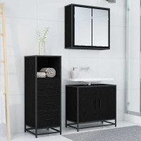 Produktbild för Badrumsmöbelset Svart Ek 35 x 37,5 x 100 cm Konstruerat trä
