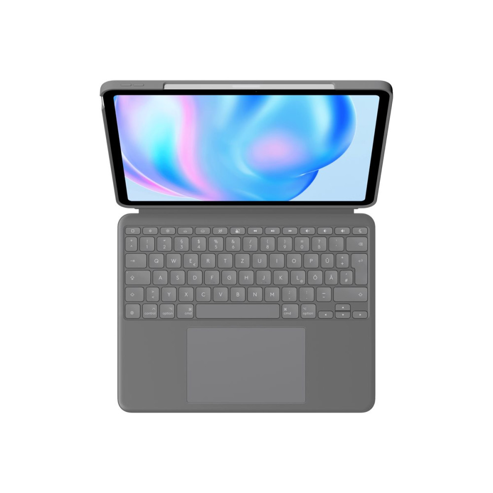 Produktbild för Logitech Combo Touch - tangentbord och foliefodral - med pekdyna - QWERTZ - tysk - oxford-grå Inmatningsenhet