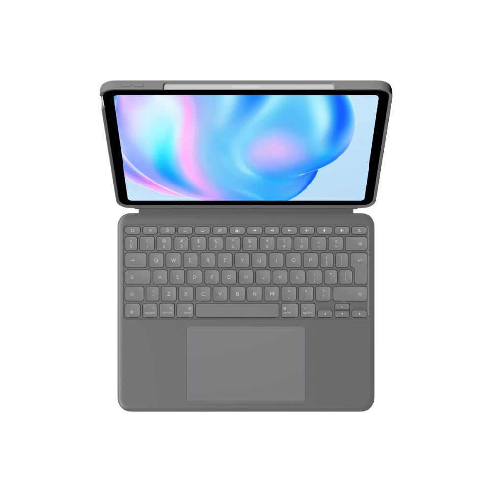 Produktbild för Logitech Combo Touch - tangentbord och foliefodral - med pekdyna - QWERTY - USA, internationellt - oxford-grå Inmatningsenhet