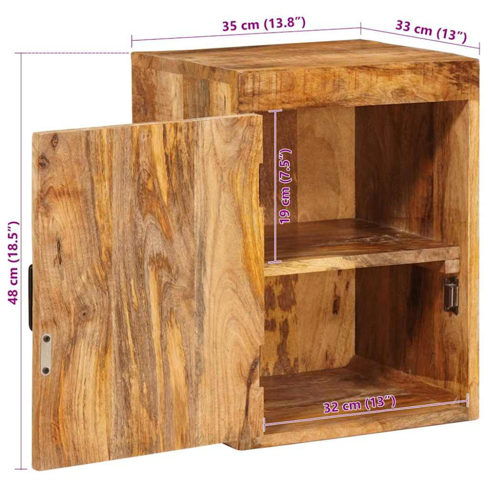 Produktbild för Sängbord 2 pcs Brun 35 x 33 x 48 cm Massivt mangoträ