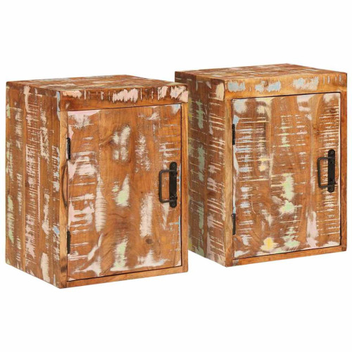 vidaXL Sängbord 2 pcs Brun 35 x 33 x 48 cm Massivt återvunnet trä