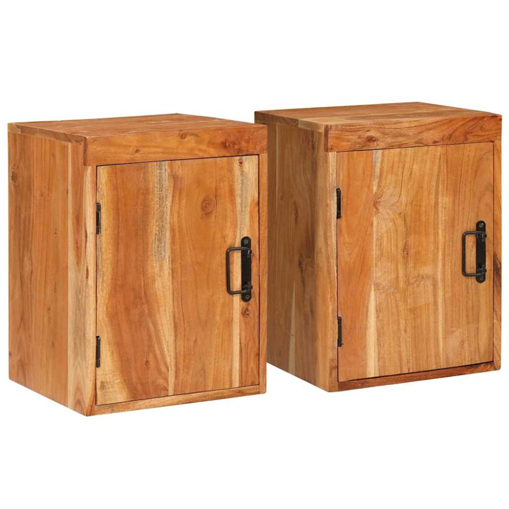 Produktbild för Sängbord 2 pcs Brun 35 x 33 x 48 cm Massivt Trä Akacia