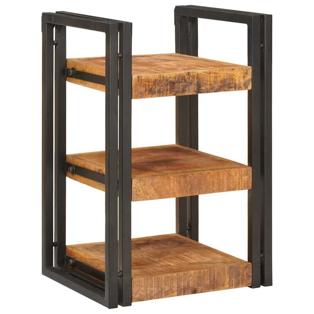 Produktbild för Sängbord Brun och svart 38 x 33 x 58 cm Massivt mangoträ