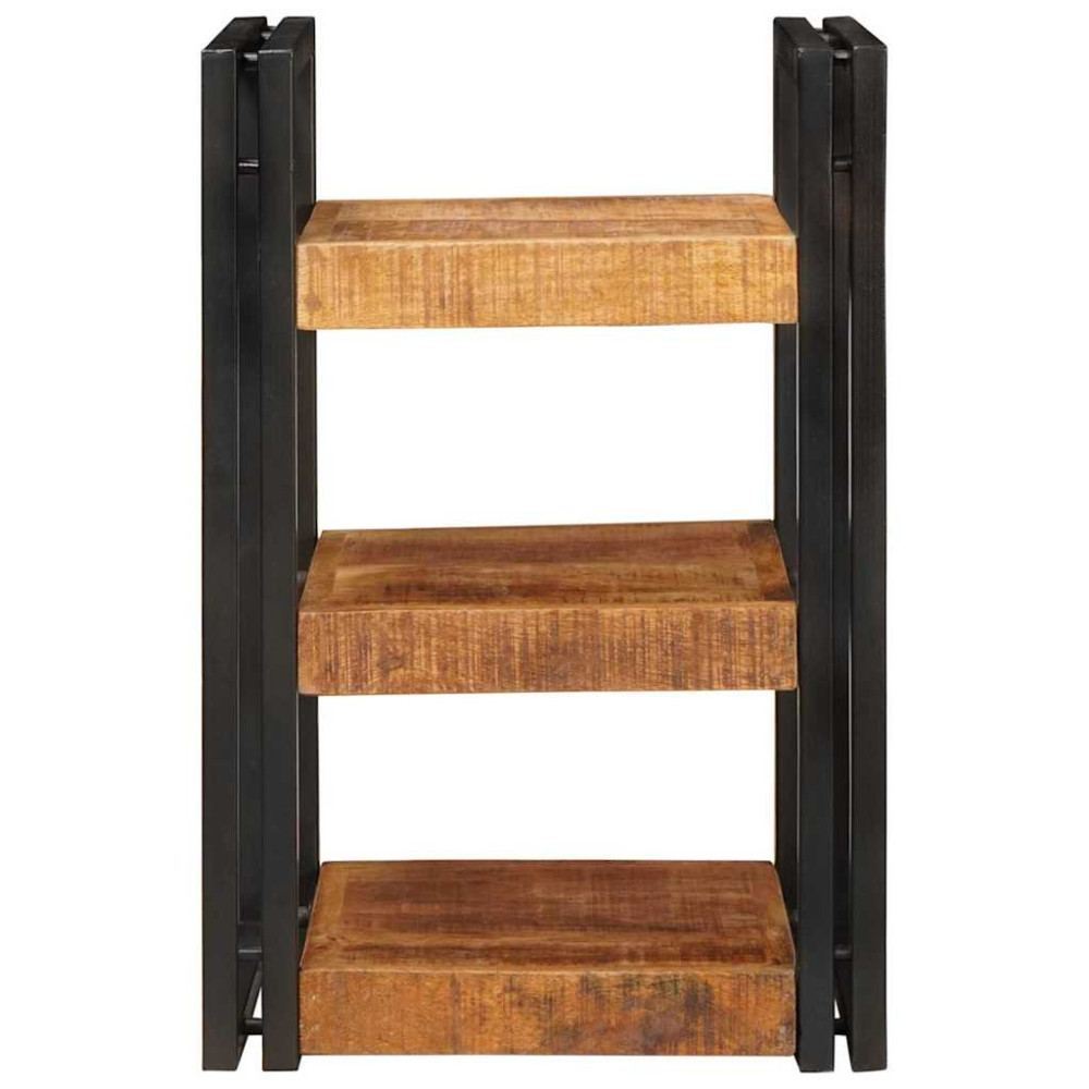 Produktbild för Sängbord Brun och svart 38 x 33 x 58 cm Massivt mangoträ