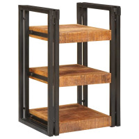 Produktbild för Sängbord Brun och svart 38 x 33 x 58 cm Massivt mangoträ