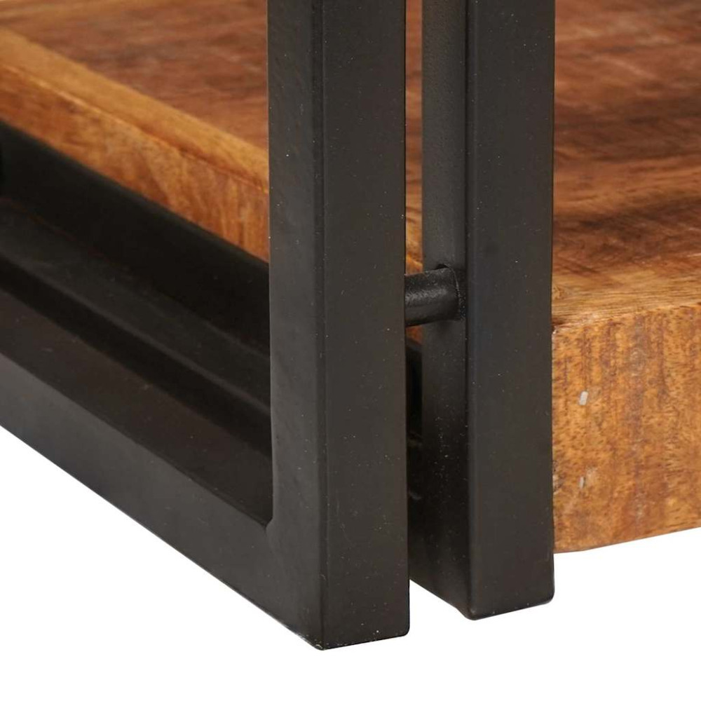 Produktbild för Sängbord 2 pcs Brun och svart 38 x 33 x 58 cm Massivt mangoträ