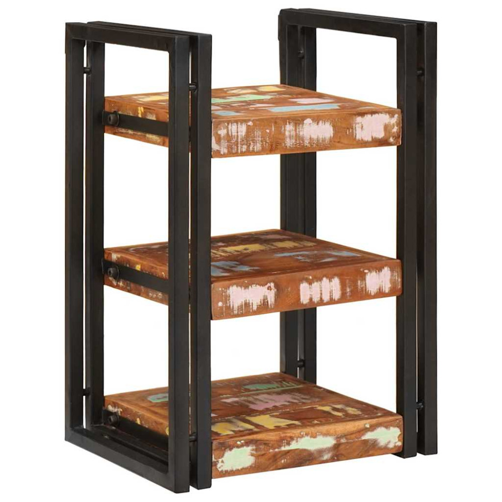 Produktbild för Sängbord Brun och svart 38 x 33 x 58 cm Massivt återvunnet trä