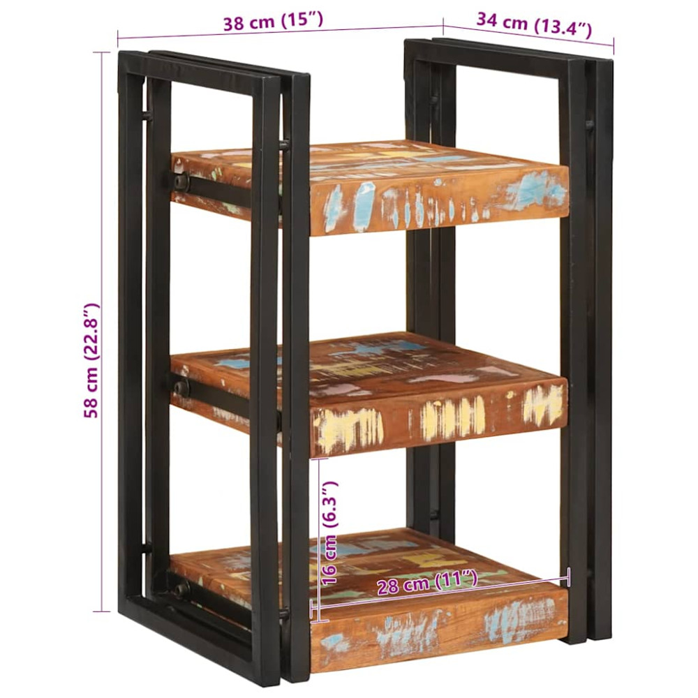 Produktbild för Sängbord 2 pcs Brun och svart Massivt återvunnet trä