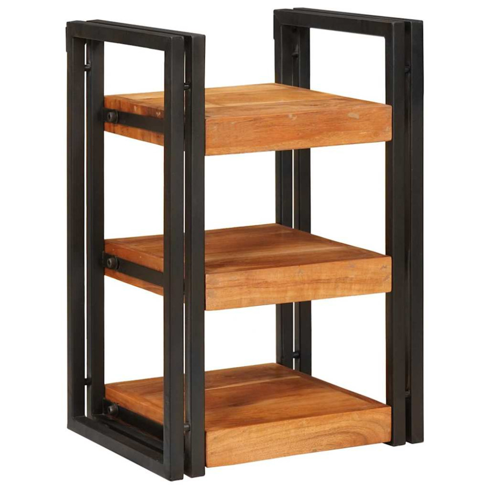 Produktbild för Sängbord Brun och svart 38 x 33 x 58 cm Massivt Trä Akacia